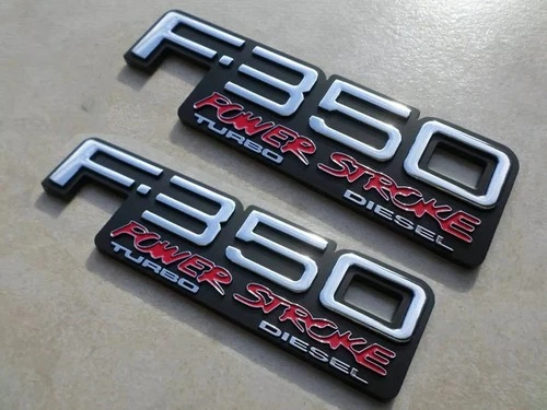 2Pcs Front Fender Emblems Kit Badge Fits 92-96 F350Powerstroke Turbo Diesel