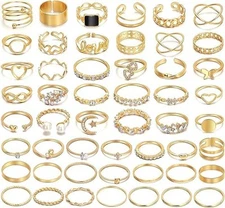 IFKM 51 Pcs Gold Knuckle Rings Set For Women Girls Vintage Stackable Joint..