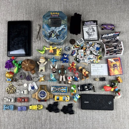 Junk Drawer Lot Trinkets vintage toys Pokémon cars Kindle Nintendo & more