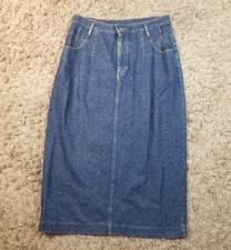 Vtg Lee Denim Jean Maxi Midi Skirt Pencil Slit 80s USA MADE Sz 16 32x33 