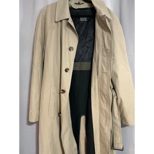 Jos. A. Bank Mens Tan Khaki Trench Coat with Removable Liner Size 42R image 2