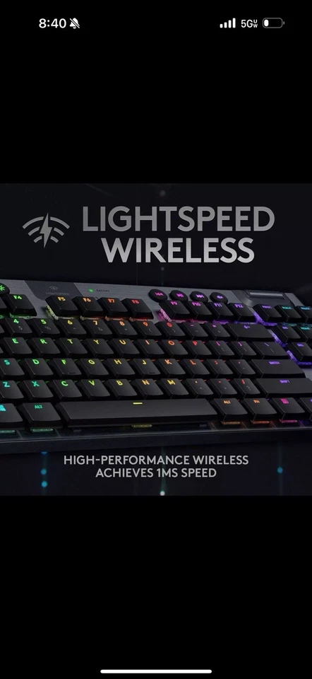 Logitech G915 LIGHTSPEED TKL Wireless Mechanical GL Tactile Gaming Keyboard NEW - Image 2 of 4