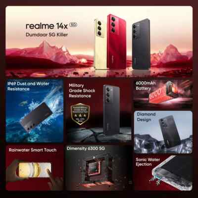 realme 14x 5G (Black, 128 GB 8GB RAM) 6.67 inch Dimensity 6300