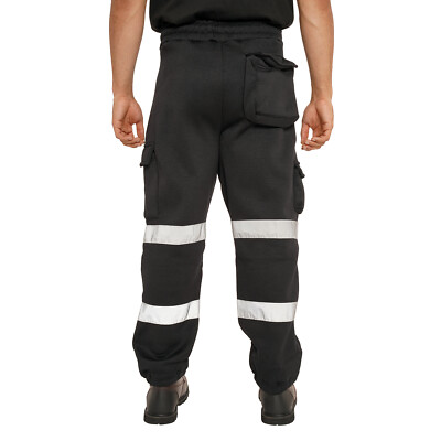 Men's Hi Viz Vis High Visibility Fleece Regular Fit Work Cargo Painter Trousers Joggers Bottoms | Workwear - View #8