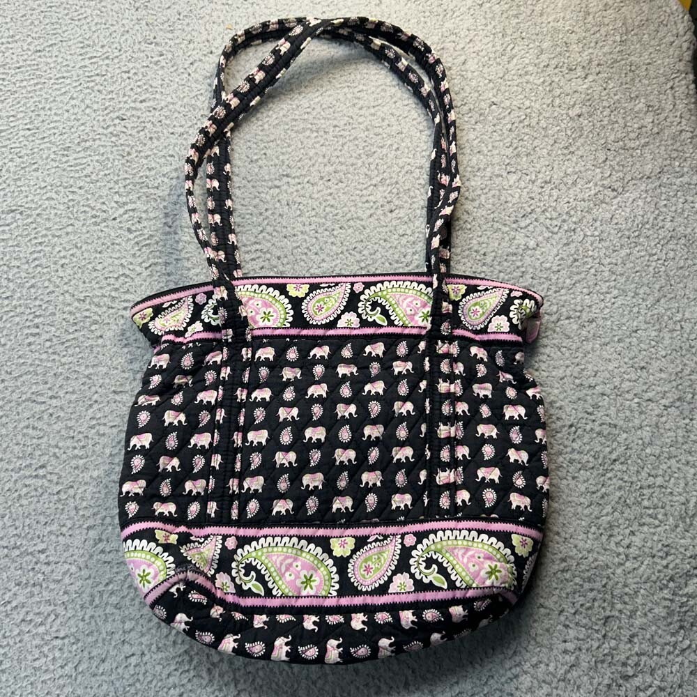 Vera Bradley Elephant Paisley Large Zip-Top Tote Bag with Multiple Pockets