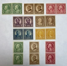 US #597-606 1923-25 1c-10c horiz/vert Rotary Coil LP’s MNH/LH; $232 SCV