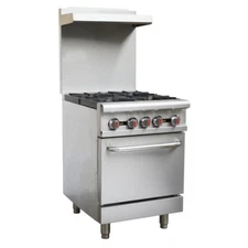 Omcan USA 46024 24" Gas Commercial Range w/ (4) Open Burners, (1) Standard Ov...