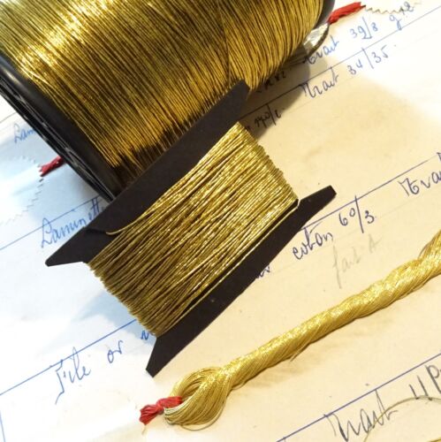 12 yard ANTIQUE French very fine Gold Metallic Metal Thread Embroidery Fly Tying - Picture 12 of 12