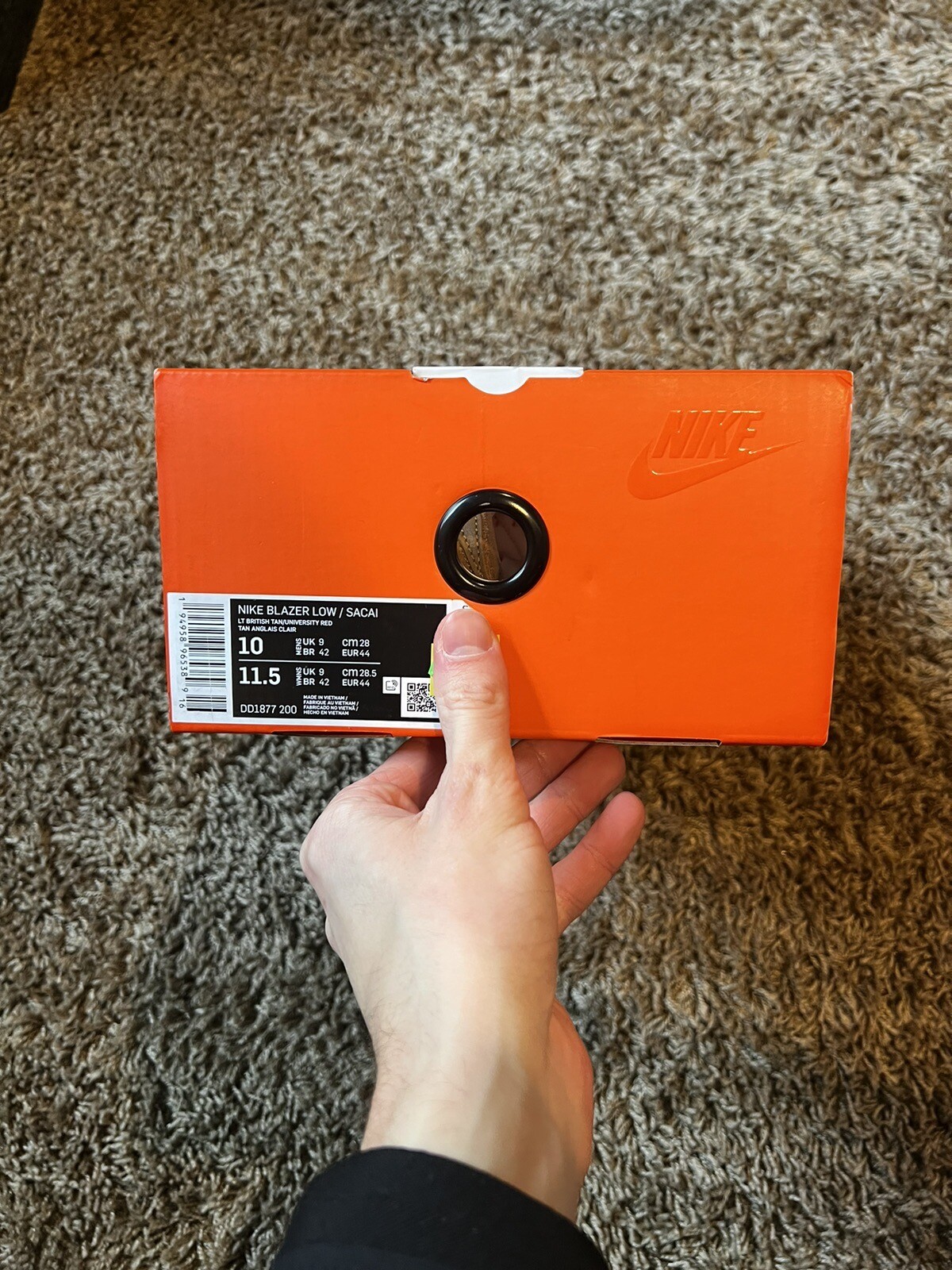 SACAI X NIKE Scarpe da uomo Nike Blazer Low x sacai ""British Tan"" marrone rosso DD1877 200 NUOVE Multi