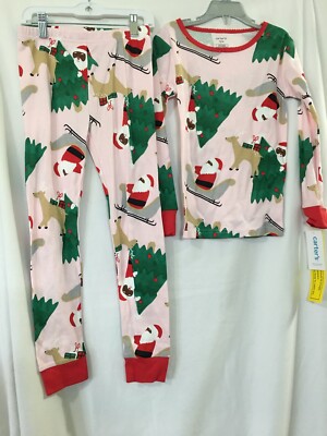 New Carter's Santa Tree Pajamas Set Boy Girls Christmas Toddler