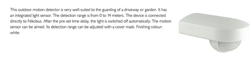 NIKO Outdoor motion detector 180° Nikobus, Reference code 430-00502 NIKOBUS - Photo 6/12