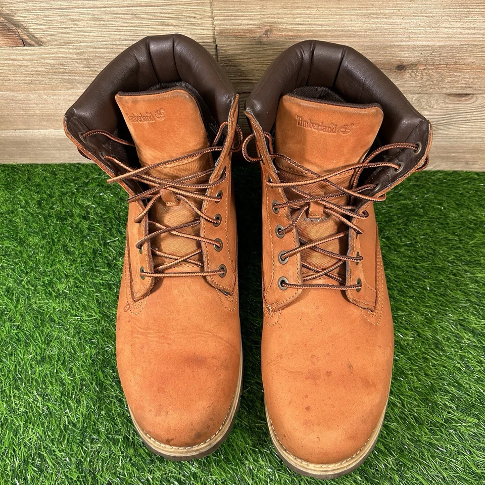 Timberland Villa Botas Batata Hombres 11 Naranja/Marrón Cuero Trabajo A14ma Foto 3 de 4