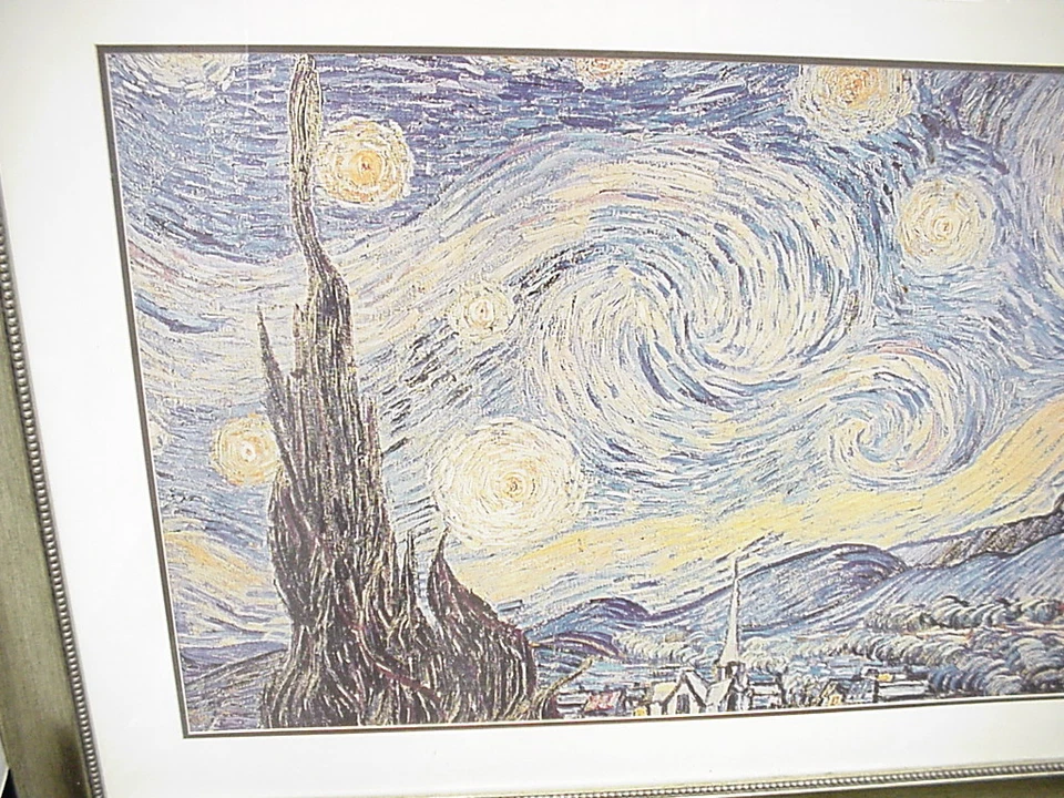 Impresión enmarcada Noche estrellada por Vincent Van Gogh decoración arte reproducción 35"x25" Foto 4 de 4