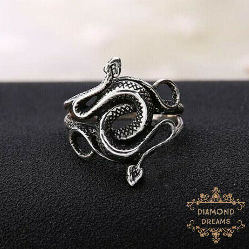Men's Ring Natural Born Killers 925 Sterling Silver Solid Snake Shapes