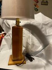 Handmade Cedar and Red oak lamp with shade, 24 inches tall, all new