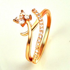 Womens 14k Gold Plated CZ Flowers Wedding Par...