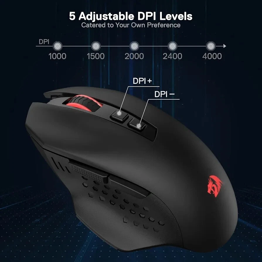Redragon M656 Gainer Wireless Gaming Mouse, 4000 DPI 2.4Ghz Wireless Gamer Mouse - Image 4 of 4