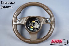 10-14 Porsche Cayenne Turbo Panamera 958 Leather Steering Wheel Espresso Oem 92a