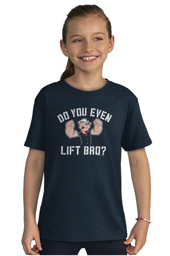 Do You Even Lift Gym Workout Popeye Funny Youth Crewneck T Shirts Boy or Girl - Picture 3 of 7