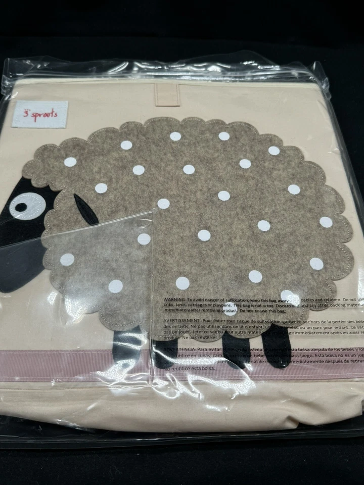 3 Sprouts Kids Children’s Foldable Fabric Bin Cube Box Polka Dot Sheep 13X13X13 - Image 2 of 4