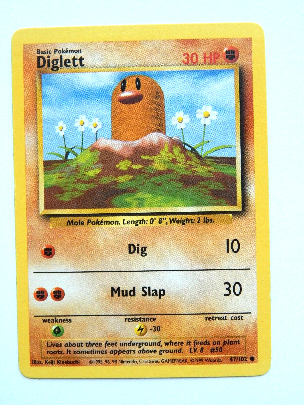 Diglett 47/102 NM Pokemon Card Base Set Vintage Unlimited 1999 Fighting Common