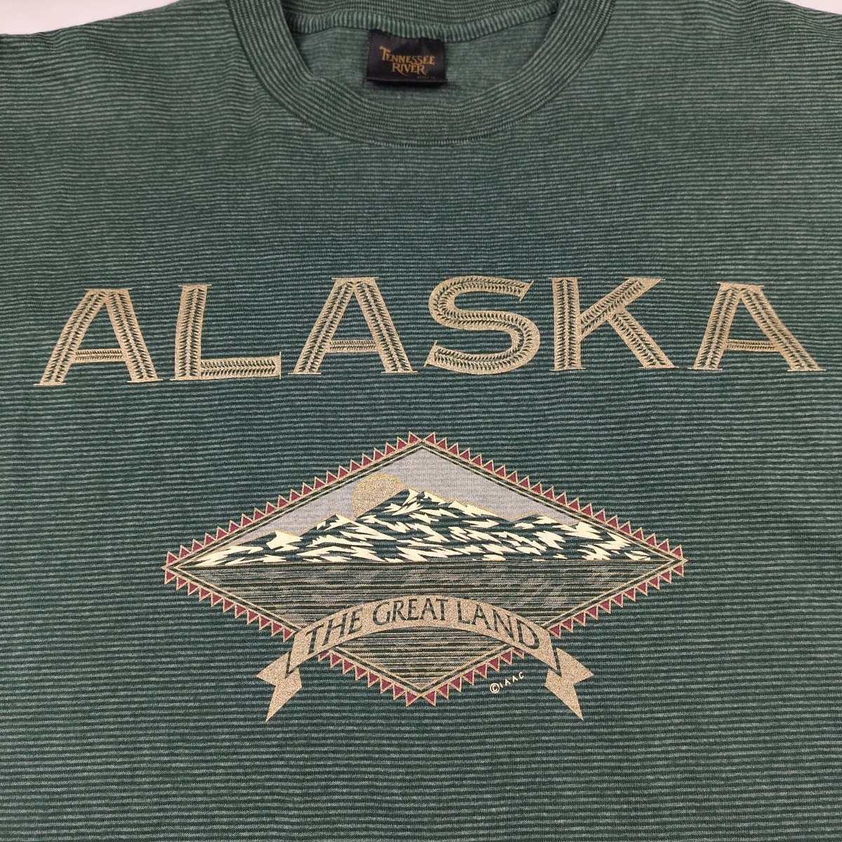 Vintage Alaska The Great Land T Shirt Green L Single Stitch 