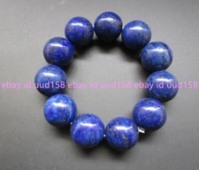 Huge 20mm Natural Blue Lapis Lazuli Gemstone Round Beads Elastic Bracelets 7.5''