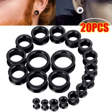 20pcs Ear Tunnels Plugs Stretching Kit Hard Silicone Double Flare Ear Gauge Plug