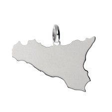 Ciondolo Pendente forma Sicilia In Oro Bianco 18 kt NUOVO E ORIGINALE