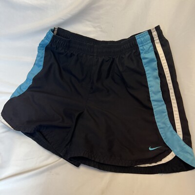 Nike Size Small Black w/ Blue Stripes & White Detail Nike Swoosh Running Shorts