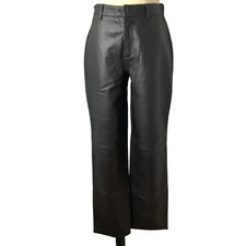 Vintage Nine West 100% Leather Black High Rise Pants Size 4