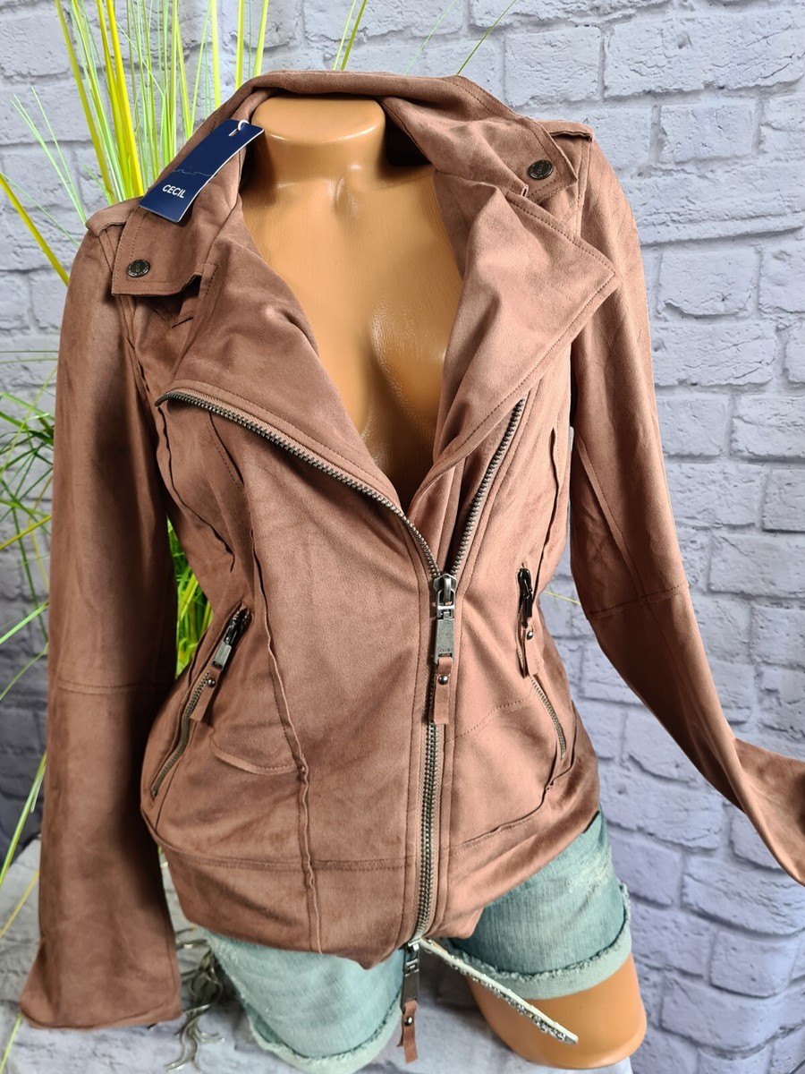 Cecil Damen Jacke Bikerjacke braun Ton Wildleder Optik (239) NEU