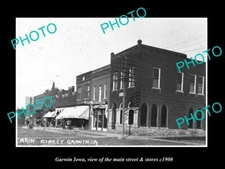 OLD LARGE HISTORIC PHOTO OF GARWIN IOWA THE MAIN STREET & STORES c1900
