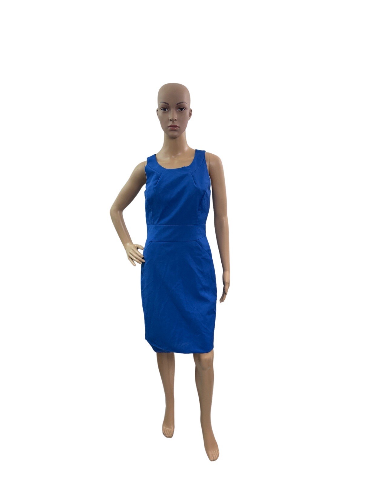 J Crew Suiting Women’s Size 2 Round Neck Sleeveless Solid Blue Sheath Dress