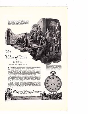 1922 Ad Elgin Watches American Railways Kronos Father Time Artist Harold cesar2
