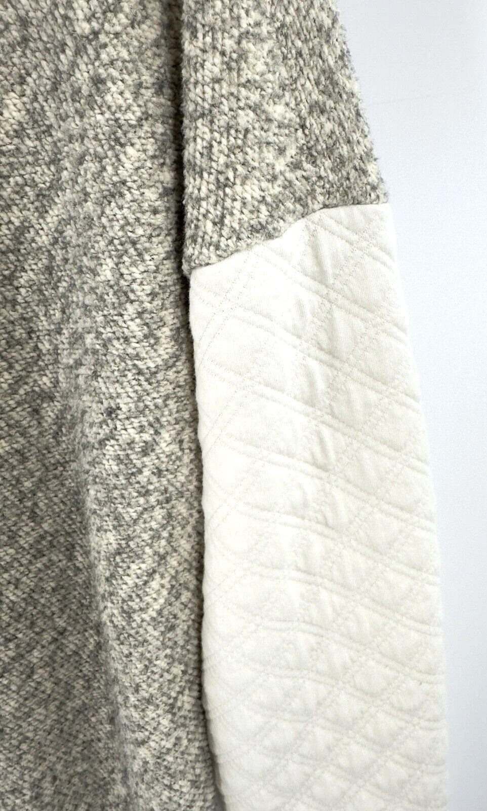 OFF WHITE Felpa con cappuccio manica trapuntata Madewell donna taglia S grigio panna pullover top