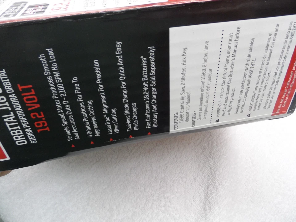 Craftsman 11569 C3 19.2V Orbital Jig Saw with Laser Trac - Part # 11569 - Image 4 of 4