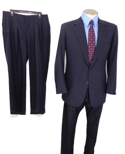 Brooks Brothers Custom USA 2Pc Suit Blue Tiny Pin Check Tweed 44 Extra Long - Picture 9 of 24