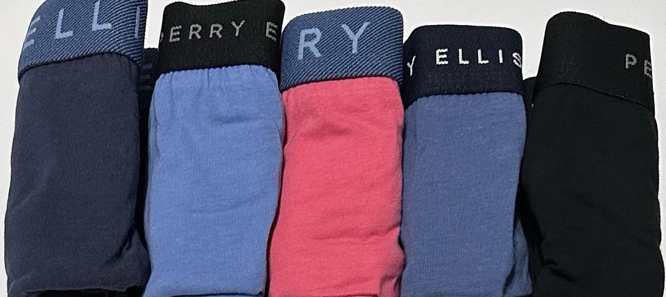 Calzoncillos elásticos de algodón grandes (36-38) azules/rosa/negro Perry Ellis para hombre 5 Foto 2 de 4