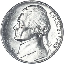 1943 D Jefferson 35% Silver War Nickel Uncirculated US Coin See Pics H480