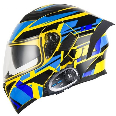Modular Motorcycle Bluetooth Helmet Intercom Built-in Camera System Dual Visors