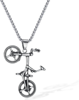 Vintage BMX Stunt Bike Pendant Titanium Steel Necklace - Men'S Industrial Street