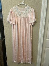 Vintage Shadowline Pink Lace Nightgown Size Small