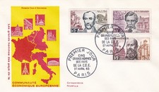 FRANCE 1963 FDC CINQ GRANDS HOMMES DES PAYS DE LA CEE YT 1383 A 1385