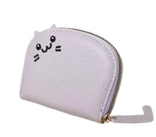 Purple Cat Coin Purse Women Litchi PU Card Holder Change Wallet Elegant 