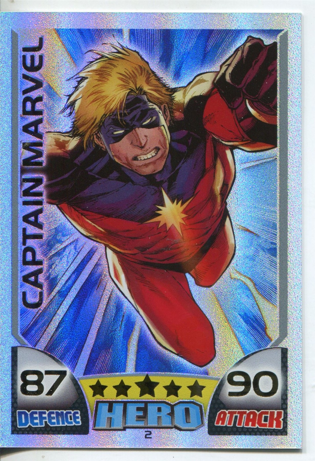 Marvel Hero Attax Series 1 Rainbow Foil Base Card #2 Captain Marvel