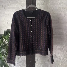 Carlisle Collection Elegant Black and Purple Button Down Luxury Jacket Size M