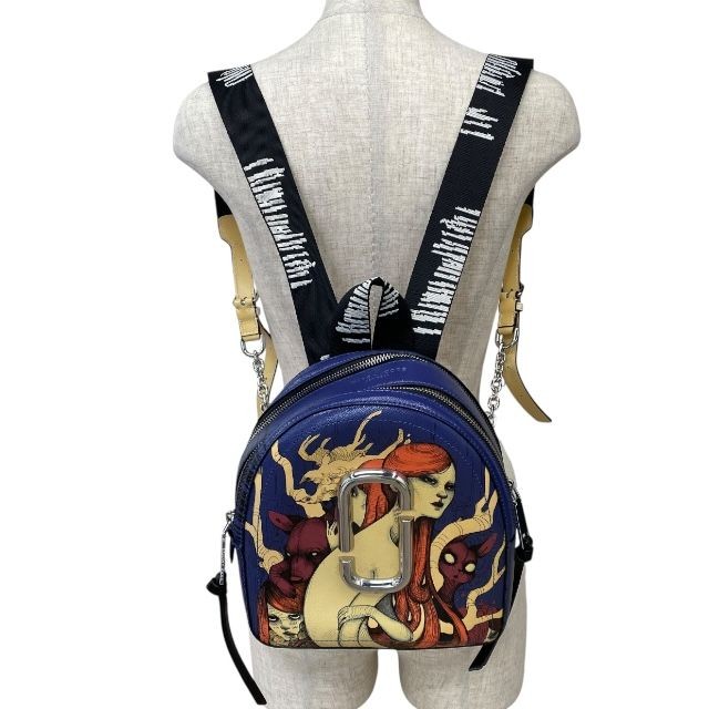 Marc Jacobs Lauren Tsai Collab M0014477 Leather Backpack Navy Logo Rare image 10