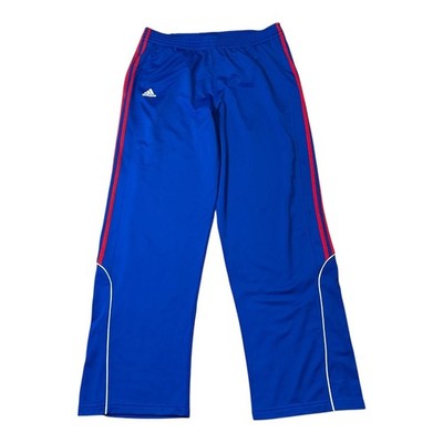 Adidas Mens 2XL Track Pants Blue Red Striped Athletic Training Warm Up Pants