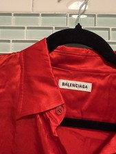 Balenciaga Red Satin/Silk Fluid Button-Down Shirt brand new with tags